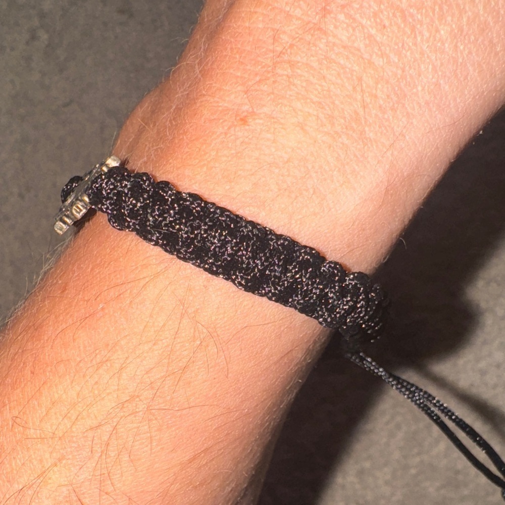 Black Braided Bracelet with Albanian Eagle Charm - Picture 3 of 5